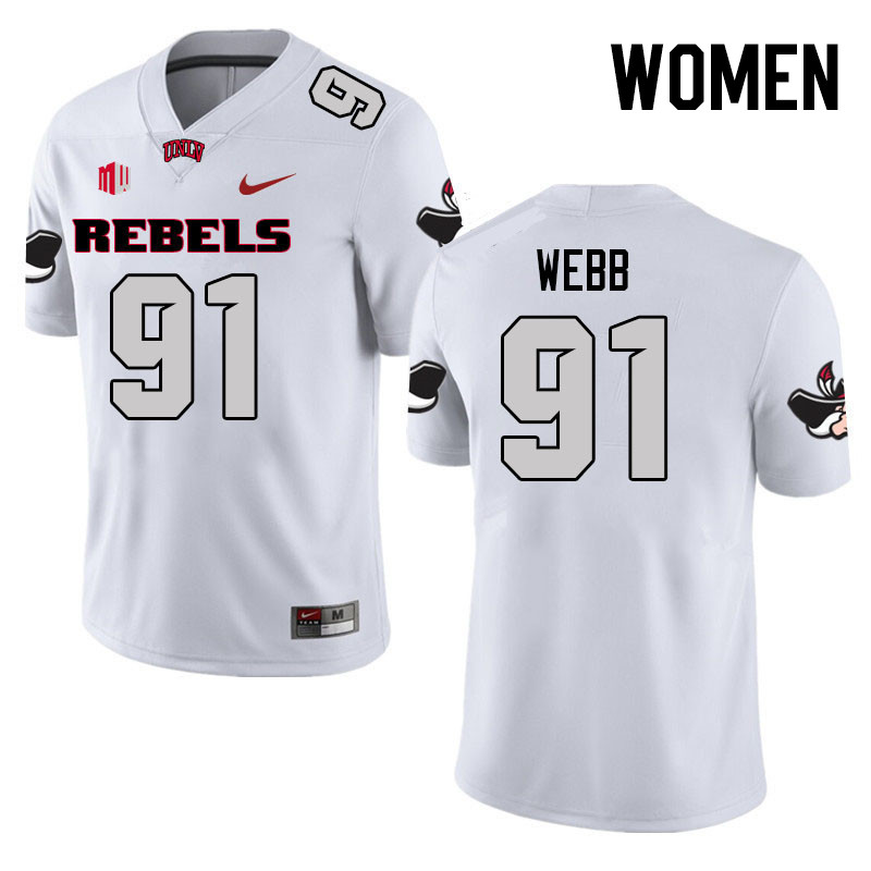 Women #91 Cooper Webb UNLV Rebels College Football Jerseys Stitched Sale-White